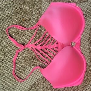 Victoria's Secret lightly lined plunge 34DD hot pink